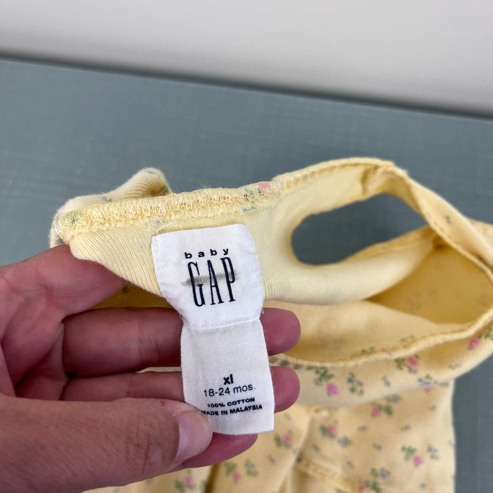 Vintage Gap Yellow Floral Overalls XL 18-24 Months