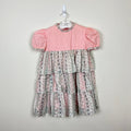 Vintage Girls Pink Gray Floral Tiered Dress