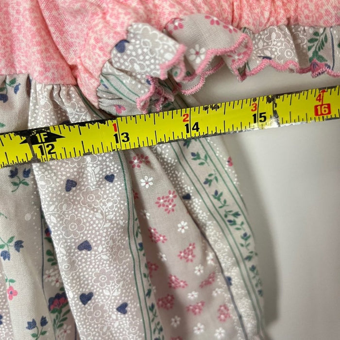 Vintage Girls Pink Gray Floral Tiered Dress