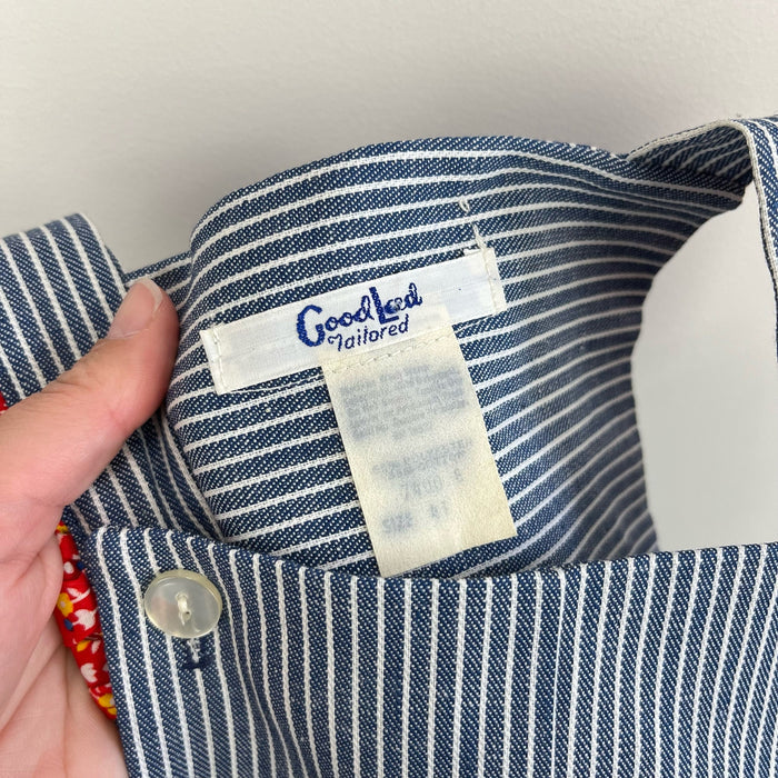 Vintage Good Lad Tailored Striped Ruffle Shortalls 4T