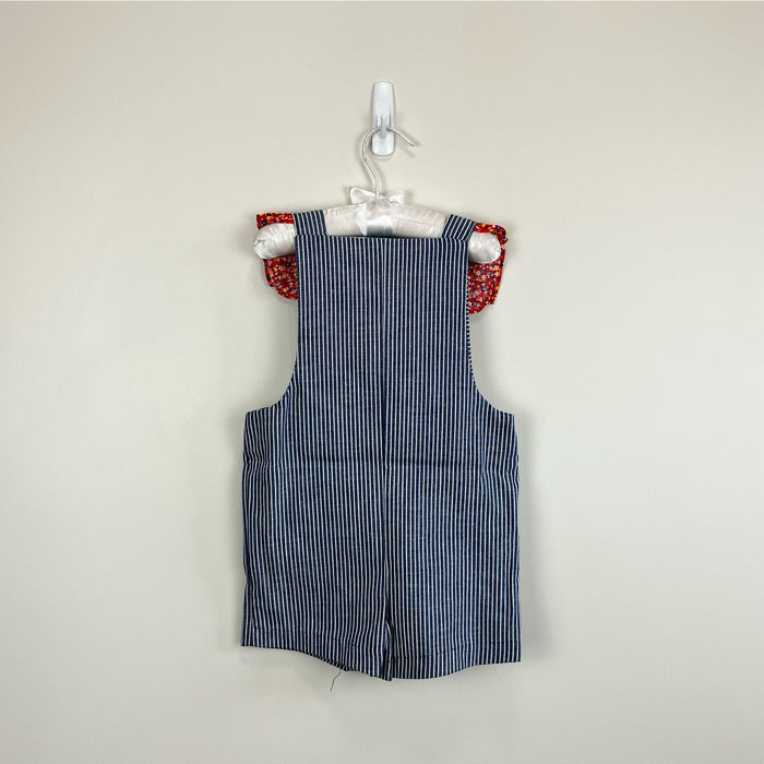 Vintage Good Lad Tailored Striped Ruffle Shortalls 4T