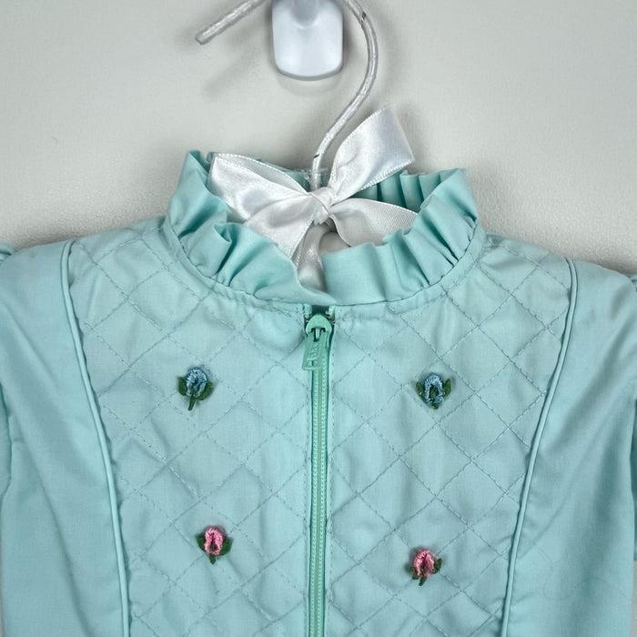 Vintage Green Blue Ruffle Jumpsuit 3-6 Months
