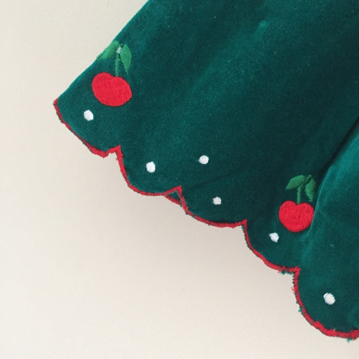 Vintage Green Velvet Holiday Pinafore Dress 12 Months