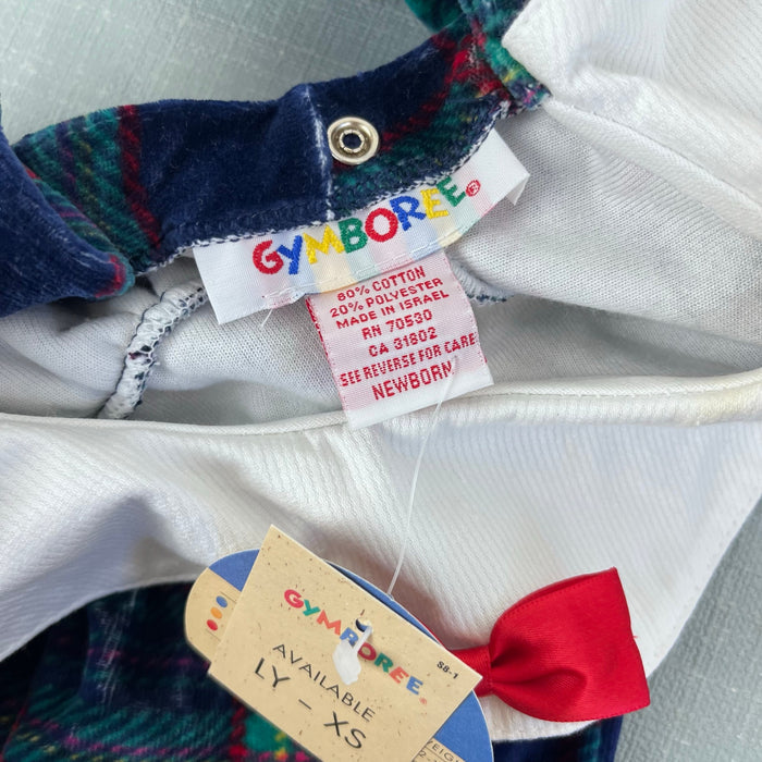 Vintage Gymboree Holiday Plaid Velour One Piece Newborn 3-6 Months NWT