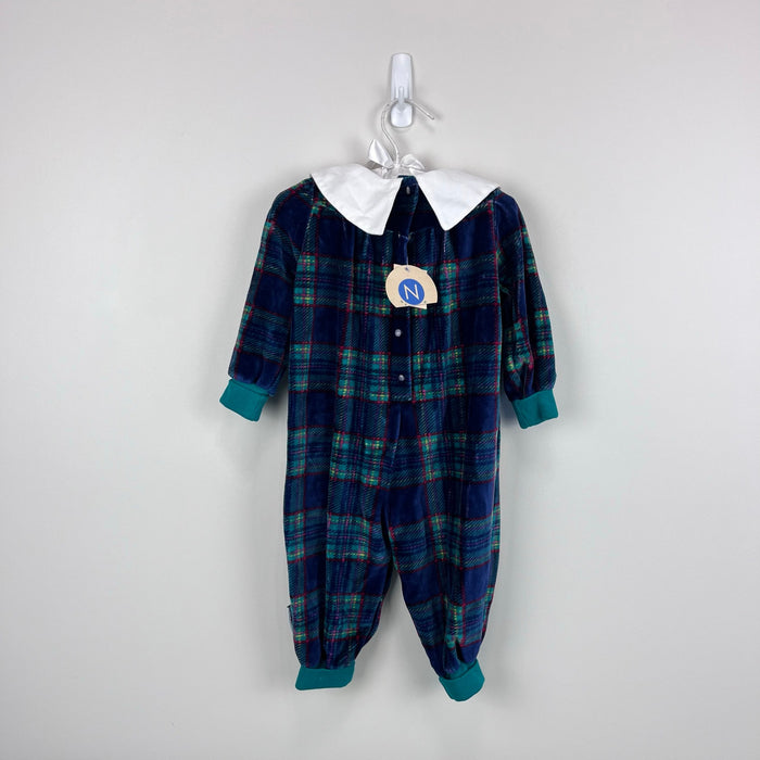 Vintage Gymboree Holiday Plaid Velour One Piece Newborn 3-6 Months NWT