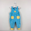 Vintage Gymboree Soft Blue Flower Print Overalls XS 18-24 Months