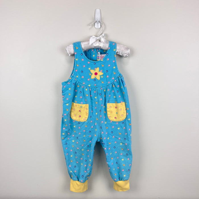 Vintage Gymboree Soft Blue Flower Print Overalls XS 18-24 Months