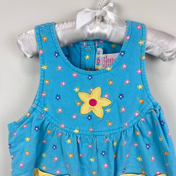 Vintage Gymboree Soft Blue Flower Print Overalls XS 18-24 Months