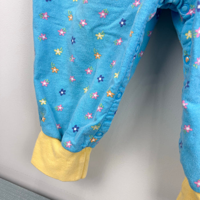 Vintage Gymboree Soft Blue Flower Print Overalls XS 18-24 Months