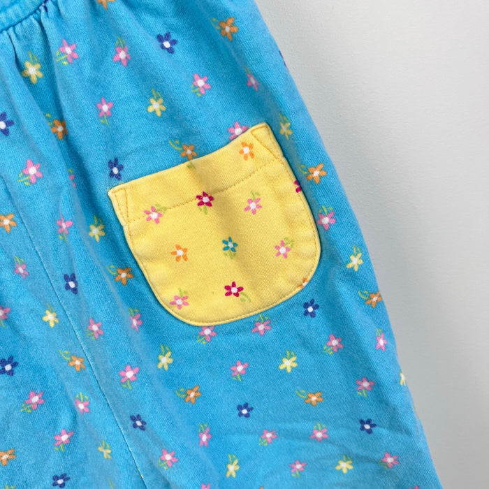 Vintage Gymboree Soft Blue Flower Print Overalls XS 18-24 Months