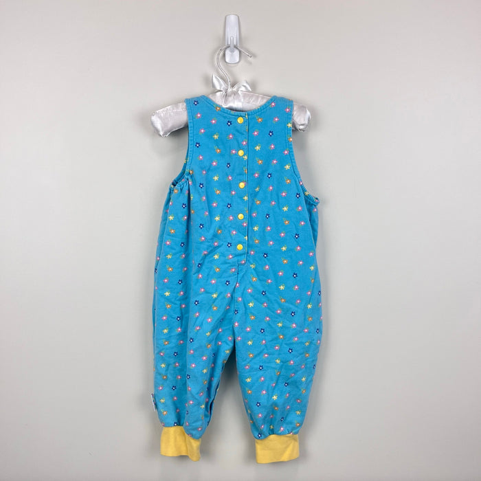 Vintage Gymboree Soft Blue Flower Print Overalls XS 18-24 Months