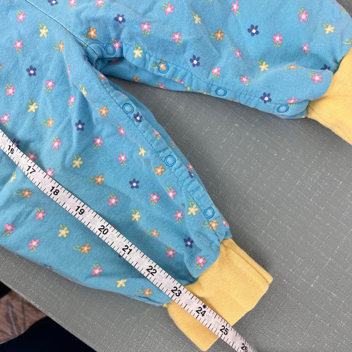Vintage Gymboree Soft Blue Flower Print Overalls XS 18-24 Months