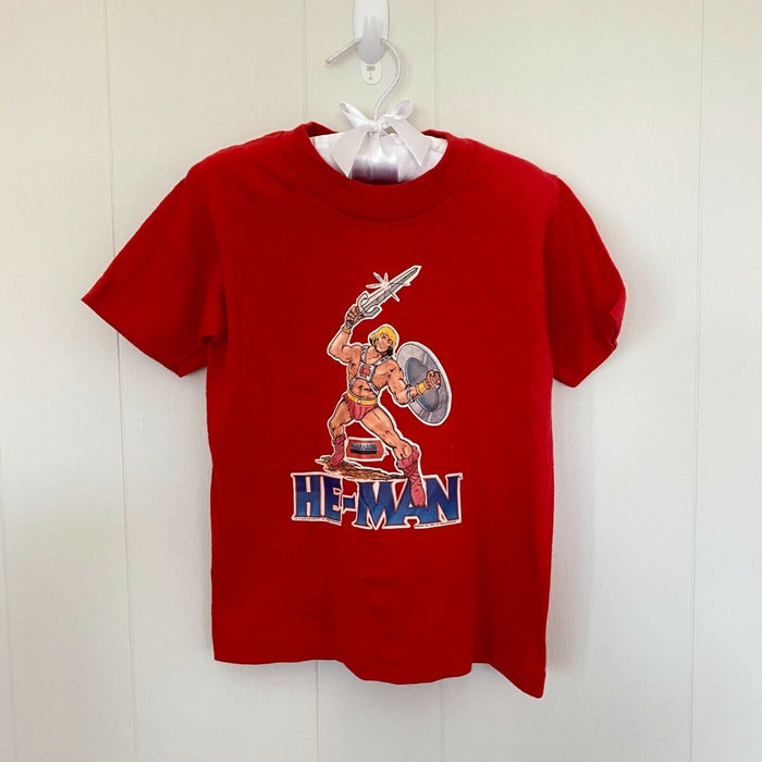 Vintage He-man Kids Short Sleeve Red T-Shirt 1983 4T 5T USA