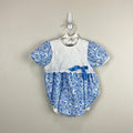 Vintage Healthtex Blue Floral Lace Bow Shortall Romper 6-9 Months