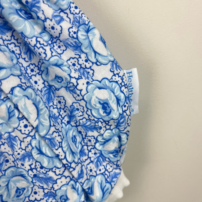 Vintage Healthtex Blue Floral Lace Bow Shortall Romper 6-9 Months