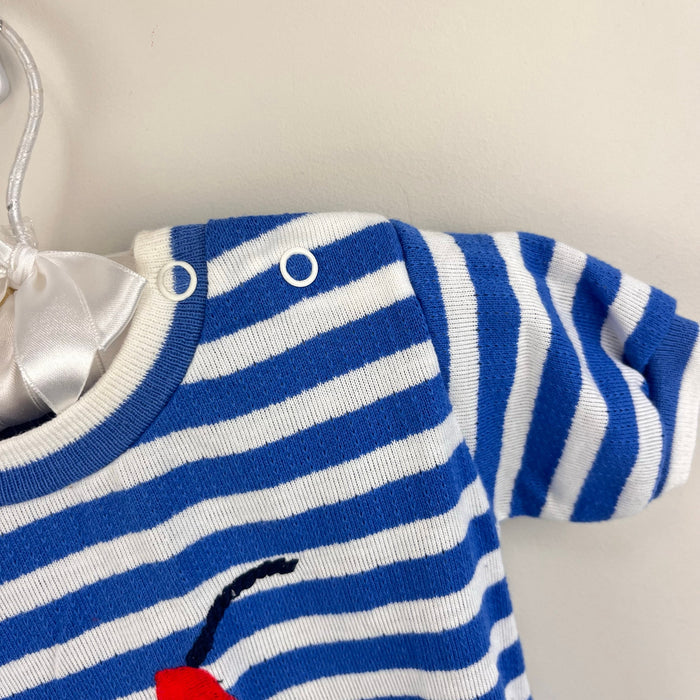 Vintage Healthtex Blue Striped Bird Sunsuit Romper 24 Months USA
