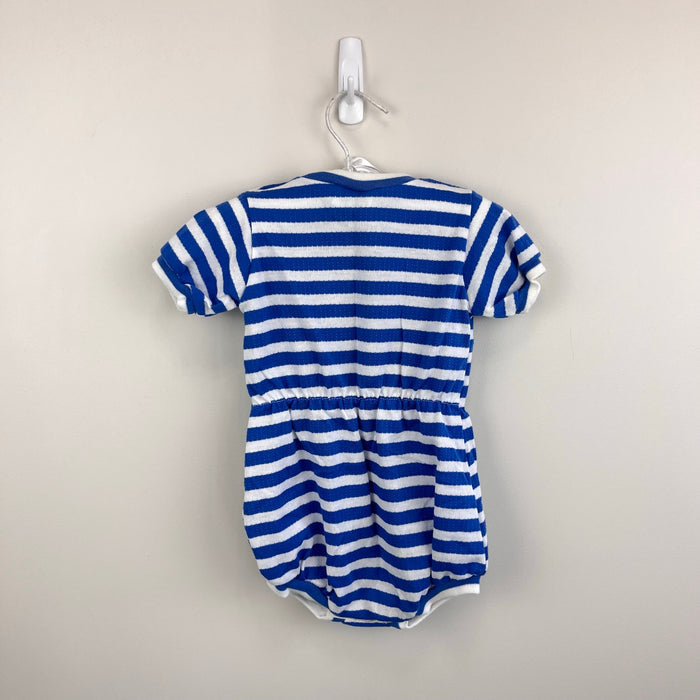 Vintage Healthtex Blue Striped Bird Sunsuit Romper 24 Months USA
