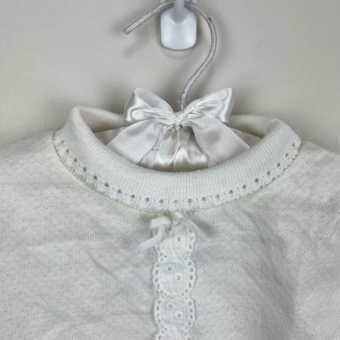 Vintage Healthtex White Eyelet Bow Turtleneck Top 24 Months USA