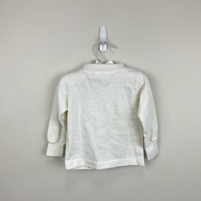Vintage Healthtex White Eyelet Bow Turtleneck Top 24 Months USA