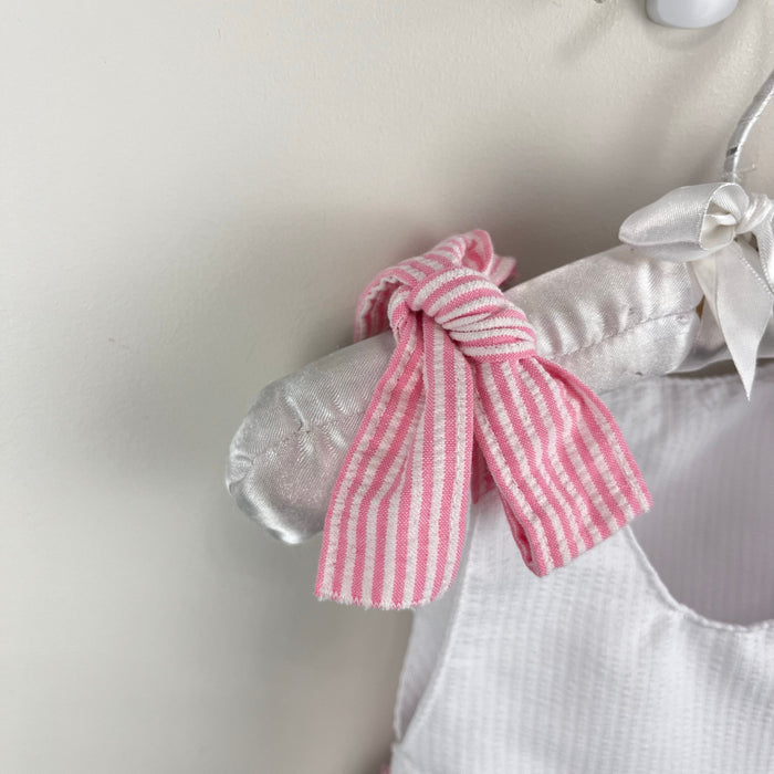 Vintage Healthtex White Seersucker Sailor Bow Dress 12 Months USA