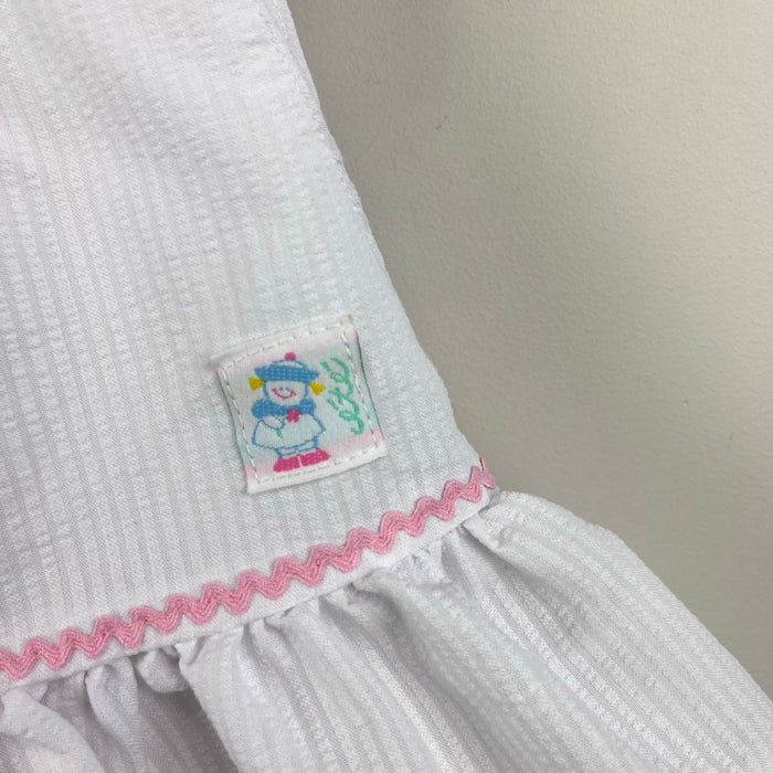 Vintage Healthtex White Seersucker Sailor Bow Dress 12 Months USA