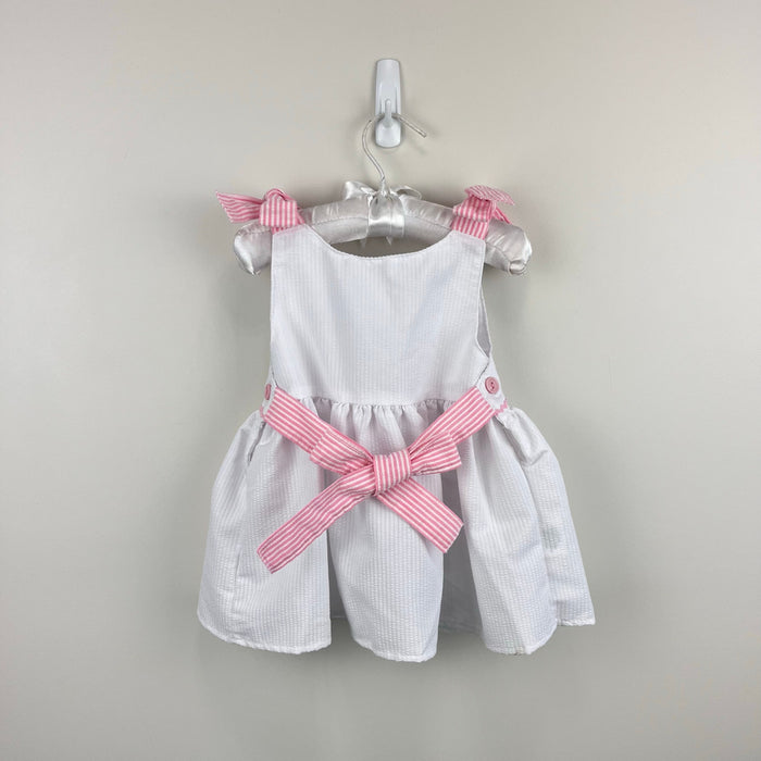 Vintage Healthtex White Seersucker Sailor Bow Dress 12 Months USA