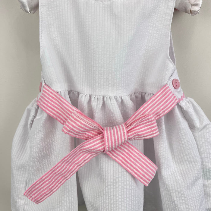 Vintage Healthtex White Seersucker Sailor Bow Dress 12 Months USA
