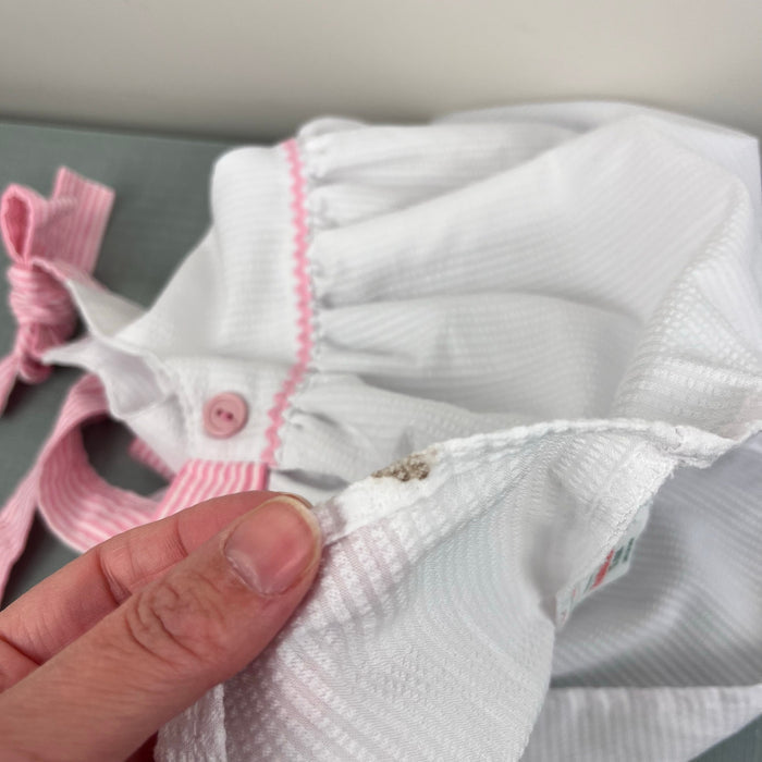 Vintage Healthtex White Seersucker Sailor Bow Dress 12 Months USA