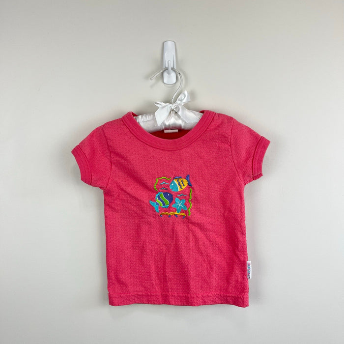 Vintage Heathtex Short Sleeve Pink Fish Pointelle T-Shirt 2T