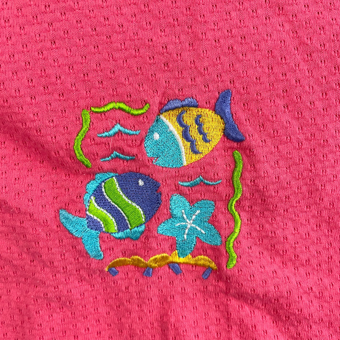 Vintage Heathtex Short Sleeve Pink Fish Pointelle T-Shirt 2T