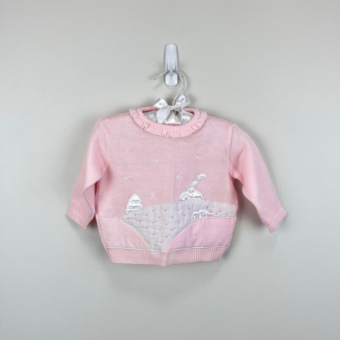 Vintage Kids Exchange Pink Ruffle Snow Day Sweater 6 Months