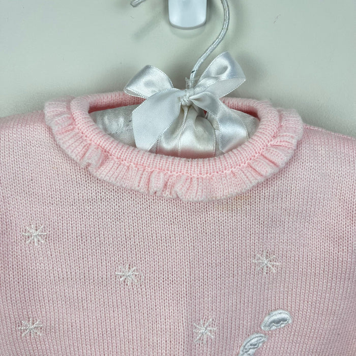 Vintage Kids Exchange Pink Ruffle Snow Day Sweater 6 Months