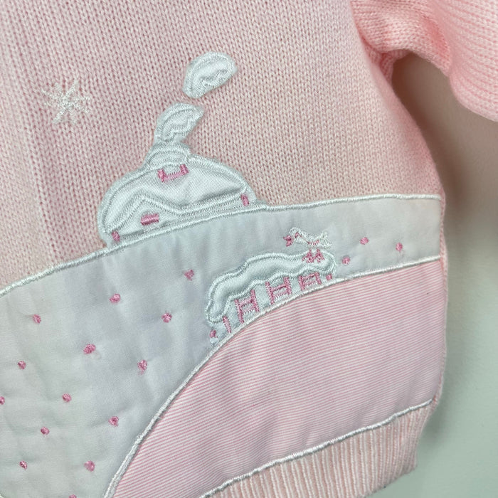 Vintage Kids Exchange Pink Ruffle Snow Day Sweater 6 Months