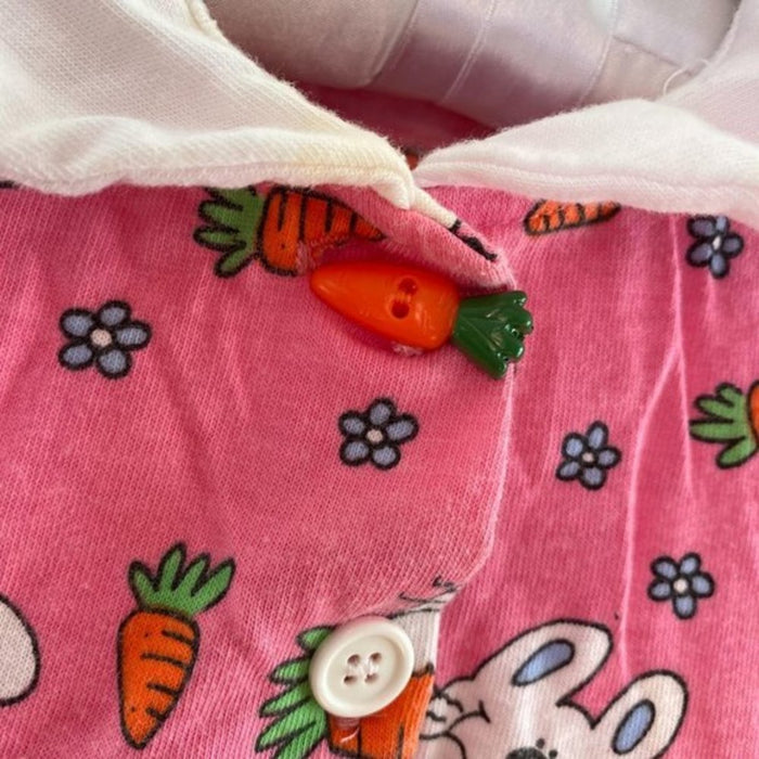 Vintage Kids N' Fun Pink Bunny Shortall Romper 12 Months