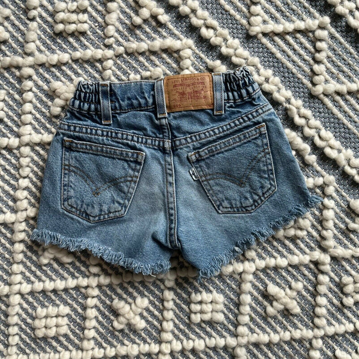 Vintage Levi's 566 Loose Fit Cut Off BLue Jean Shorts Toddler Girl 4T