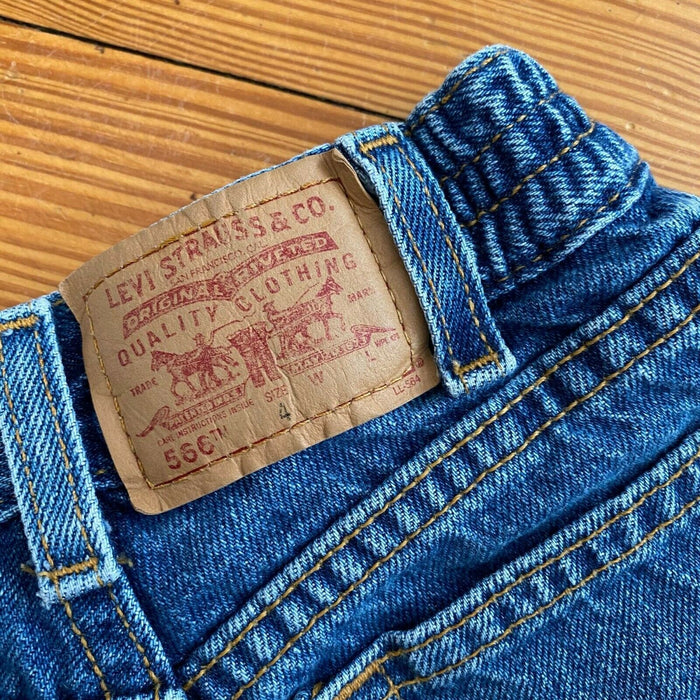 Vintage Levi's 566 Loose Fit Cut Off Blue Jean Shorts Toddler Girl 4T