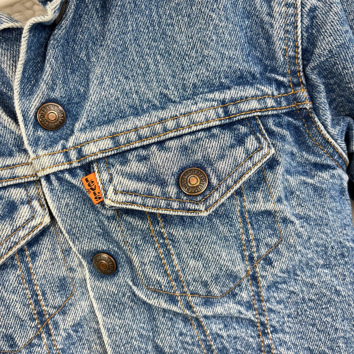 Vintage Levi's Sherpa Lined Orange Tab Blue Jean Jacket 6 USA
