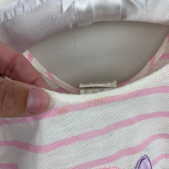 Vintage Little by Little Pink Striped Ice Cream Ruffle T-Shirt 12 Months