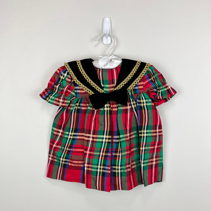 Vintage Martha's Miniatures Festive Red Plaid Dress 12 Months USA