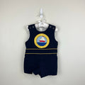 Vintage Navy Blue Sailboat Shortall Romper 2T