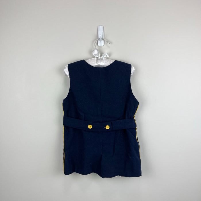 Vintage Navy Blue Sailboat Shortall Romper 2T