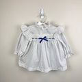 Vintage New York Kids White Navy Polka Dot Lace Bow Dress 3T USA