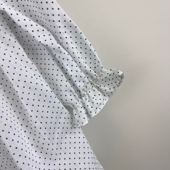 Vintage New York Kids White Navy Polka Dot Lace Bow Dress 3T USA