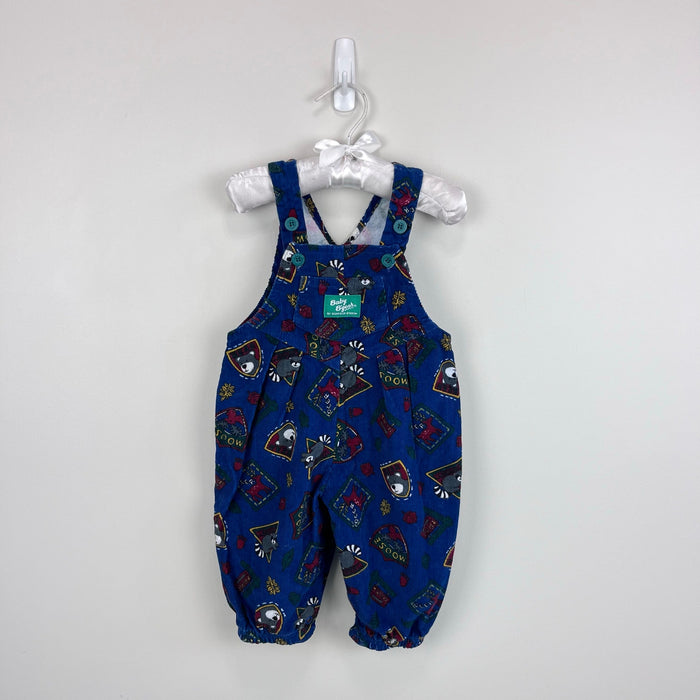 Vintage OshKosh B'gosh Blue Fall Forest Overalls 6-9 Months USA