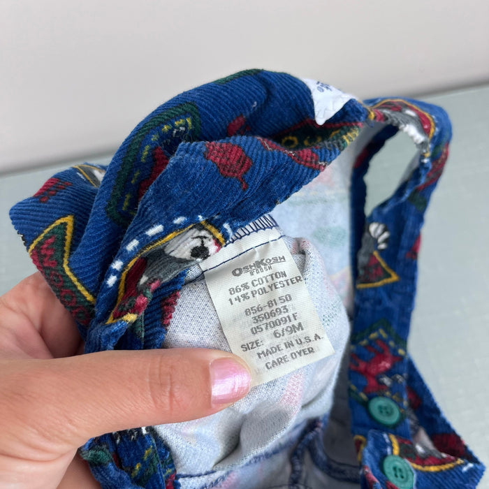 Vintage OshKosh B'gosh Blue Fall Forest Overalls 6-9 Months USA