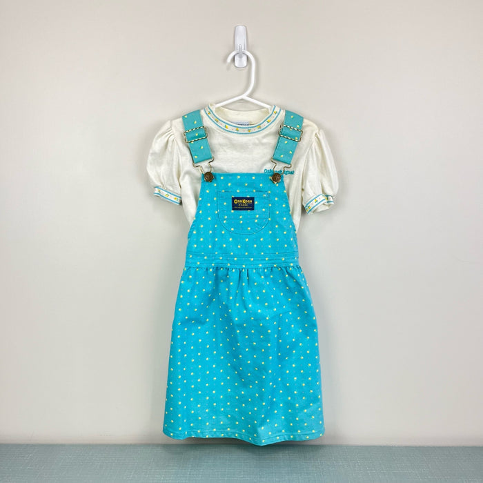 Vintage OshKosh B'gosh Blue Floral Jumper Set 6 USA