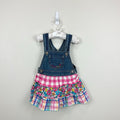 Vintage OshKosh B'gosh Floral Plaid Ruffle Skirtall Jumper 2T