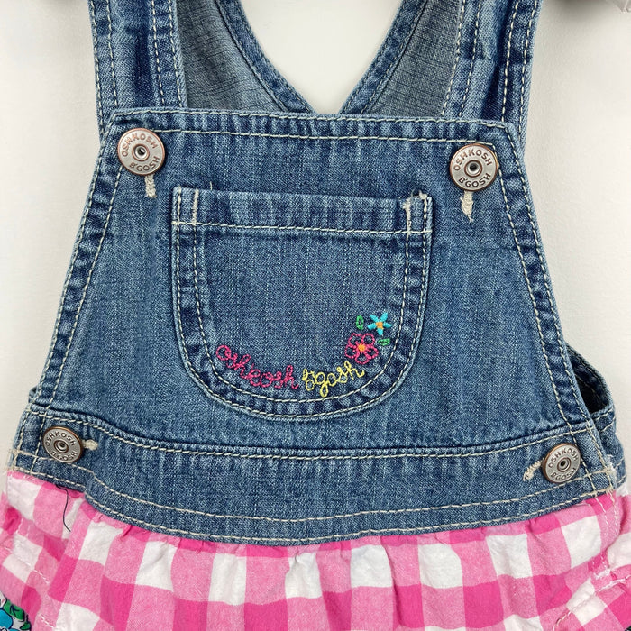 Vintage OshKosh B'gosh Floral Plaid Ruffle Skirtall Jumper 2T