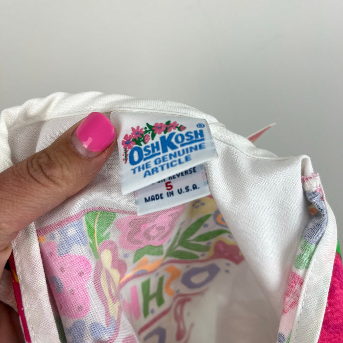 Vintage OshKosh B'gosh Floral Shortall Romper 5T USA NWT