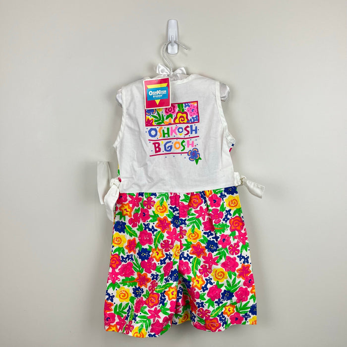 Vintage OshKosh B'gosh Floral Shortall Romper 5T USA NWT
